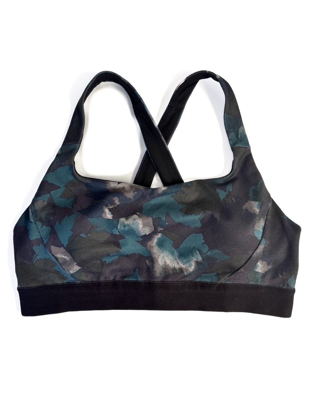 Patagonia Switchback Crossback Sports Bra Maple Camo Smolder Blue 32095